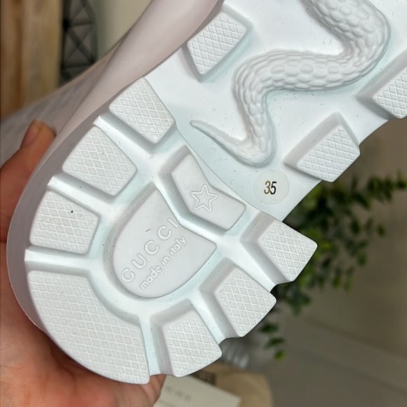 New Gucci Trip Horsebit-detailed Rubber Rain Boots White Size 35 - Picture 8 of 10